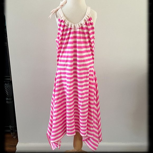 Crewcuts Pink & White Striped Dress Sz 10 - Picture 1 of 5